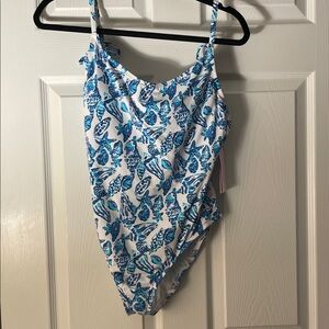 Lilly Pulitzer Blue and White One Piece Swimsuit